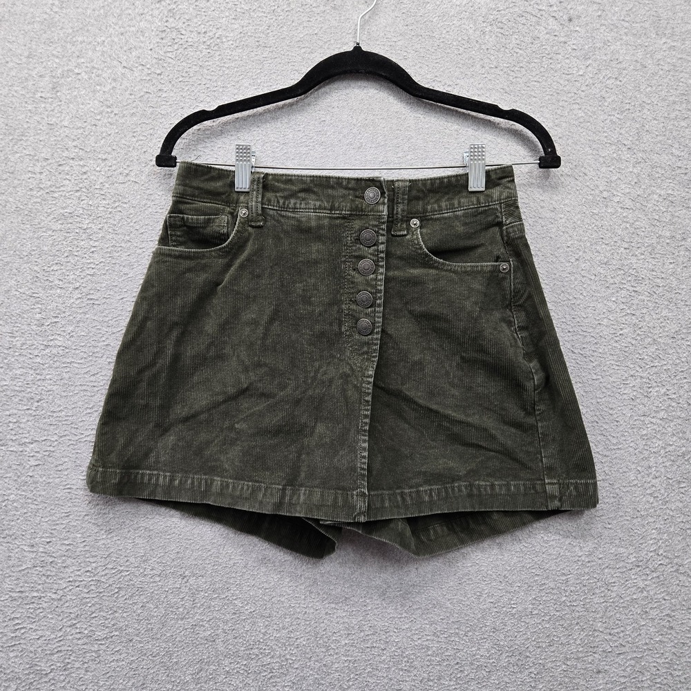 American Eagle Women Shorts 4 Green Corduroy Skort 4" Inseam Stretch Pockets